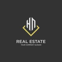 HM initial monogram logo for real estate with polygon style vector