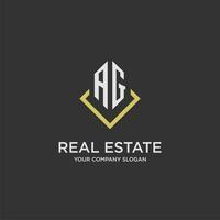 AG initial monogram logo for real estate with polygon style vector