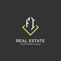 FI initial monogram logo for real estate with polygon style vector