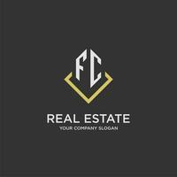 FC initial monogram logo for real estate with polygon style vector
