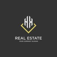 HX initial monogram logo for real estate with polygon style vector