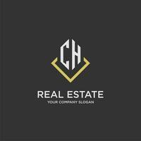 CH initial monogram logo for real estate with polygon style vector