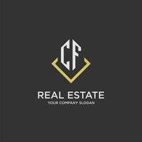 CF initial monogram logo for real estate with polygon style vector