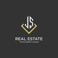 JS initial monogram logo for real estate with polygon style vector