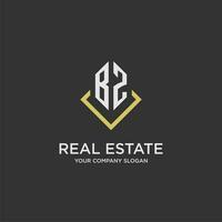 BZ initial monogram logo for real estate with polygon style vector