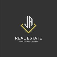 JR initial monogram logo for real estate with polygon style vector