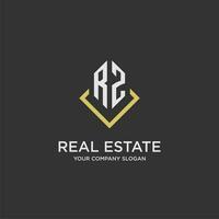 RZ initial monogram logo for real estate with polygon style vector