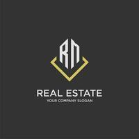 RM initial monogram logo for real estate with polygon style vector