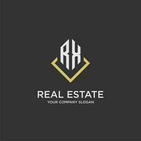 RX initial monogram logo for real estate with polygon style vector