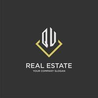 QV initial monogram logo for real estate with polygon style vector