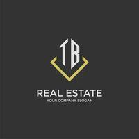 TB initial monogram logo for real estate with polygon style vector