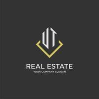 UT initial monogram logo for real estate with polygon style vector