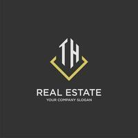 TH initial monogram logo for real estate with polygon style vector