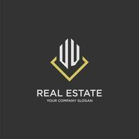 UV initial monogram logo for real estate with polygon style vector