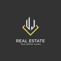 UJ initial monogram logo for real estate with polygon style vector