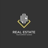 UH initial monogram logo for real estate with polygon style vector