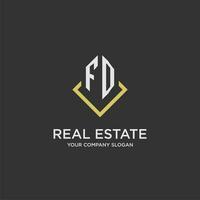 FD initial monogram logo for real estate with polygon style vector