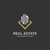 UN initial monogram logo for real estate with polygon style vector