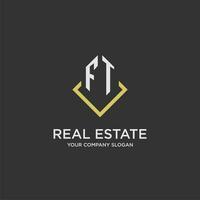 FT initial monogram logo for real estate with polygon style vector