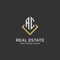 AC initial monogram logo for real estate with polygon style vector