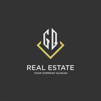 GQ initial monogram logo for real estate with polygon style vector