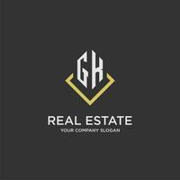 GK initial monogram logo for real estate with polygon style vector
