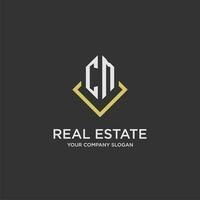 CM initial monogram logo for real estate with polygon style vector