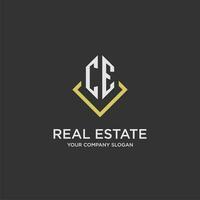 CE initial monogram logo for real estate with polygon style vector