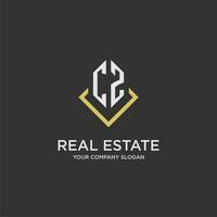 CZ initial monogram logo for real estate with polygon style vector