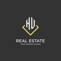 HV initial monogram logo for real estate with polygon style vector