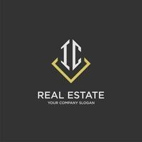IC initial monogram logo for real estate with polygon style vector