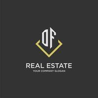 DF initial monogram logo for real estate with polygon style vector