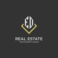 ED initial monogram logo for real estate with polygon style vector
