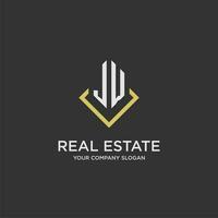 JW initial monogram logo for real estate with polygon style vector