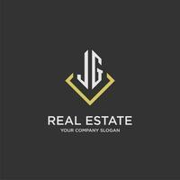JG initial monogram logo for real estate with polygon style vector