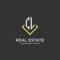 CL initial monogram logo for real estate with polygon style vector