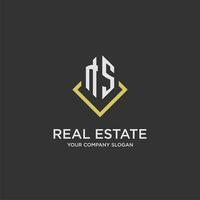 NS initial monogram logo for real estate with polygon style vector