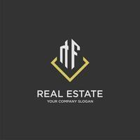 NF initial monogram logo for real estate with polygon style vector