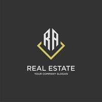 RA initial monogram logo for real estate with polygon style vector