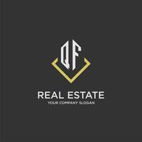 QF initial monogram logo for real estate with polygon style vector