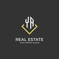 YA initial monogram logo for real estate with polygon style vector