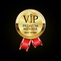 Golden badge VIP golden member retro design vector