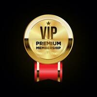 Golden badge VIP golden member retro design vector