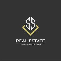 SS initial monogram logo for real estate with polygon style vector