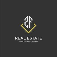 ZF initial monogram logo for real estate with polygon style vector