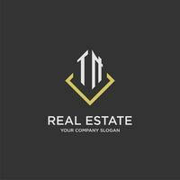 TN initial monogram logo for real estate with polygon style vector