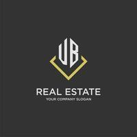 VB initial monogram logo for real estate with polygon style vector