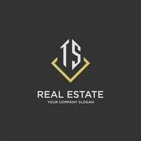 TS initial monogram logo for real estate with polygon style vector