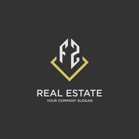 FZ initial monogram logo for real estate with polygon style vector