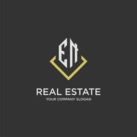 EN initial monogram logo for real estate with polygon style vector